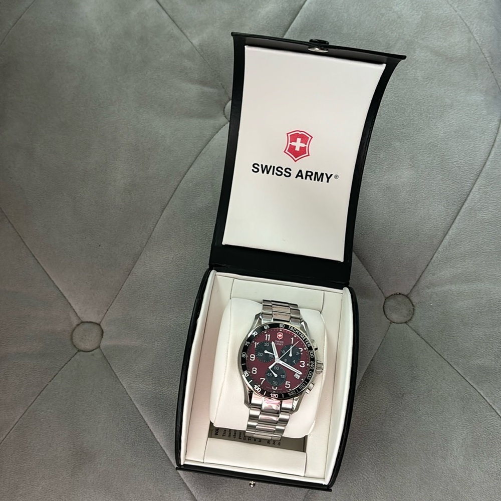 Swiss army alliance, titanium chronograph bracelet watch.